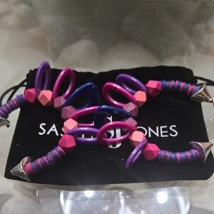 Sassy Jones Fuchsia and Violet Spiral Bracelet Set